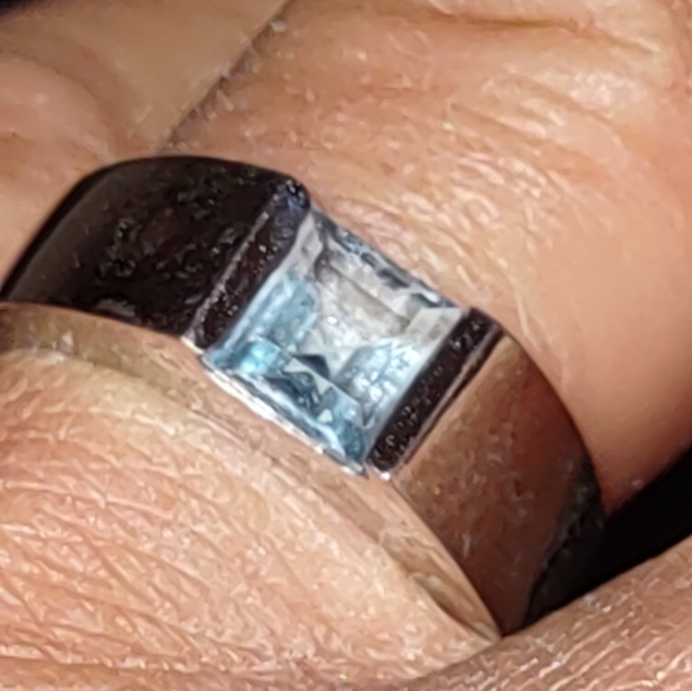 10K solid white gold topaz ring ( March Birthday)